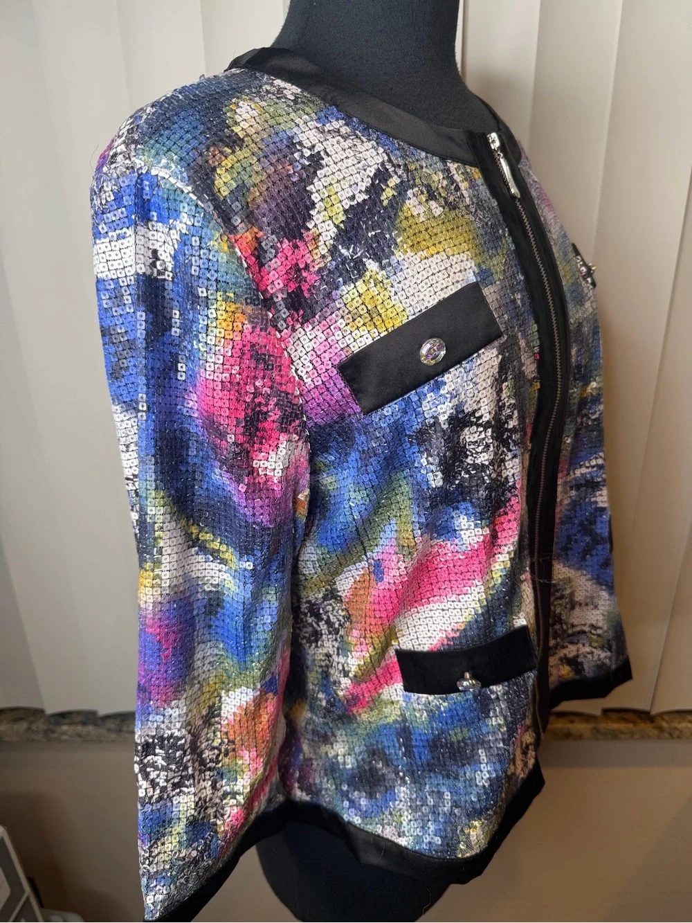 Michael Simon multicolored sequin full-zip jacket blazer Size XL - Picture 5 of 11